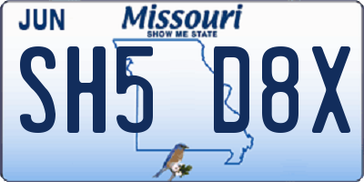 MO license plate SH5D8X