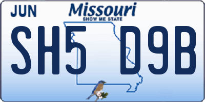 MO license plate SH5D9B