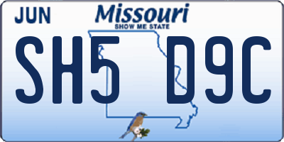 MO license plate SH5D9C