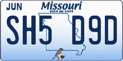 MO license plate SH5D9D
