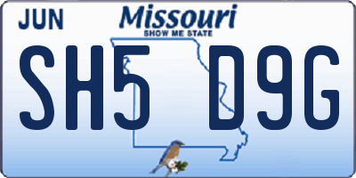 MO license plate SH5D9G