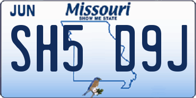 MO license plate SH5D9J