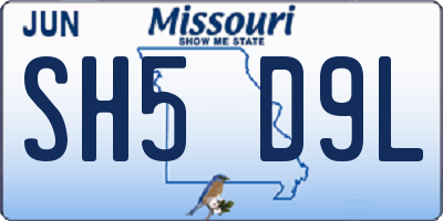 MO license plate SH5D9L
