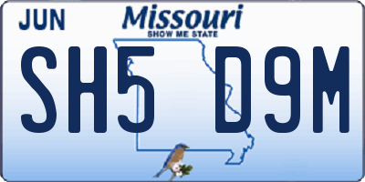 MO license plate SH5D9M