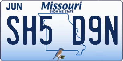 MO license plate SH5D9N