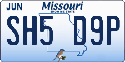 MO license plate SH5D9P
