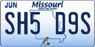 MO license plate SH5D9S