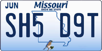MO license plate SH5D9T