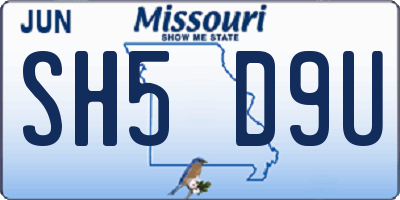 MO license plate SH5D9U
