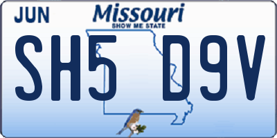 MO license plate SH5D9V