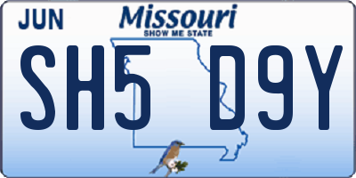 MO license plate SH5D9Y