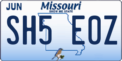 MO license plate SH5E0Z