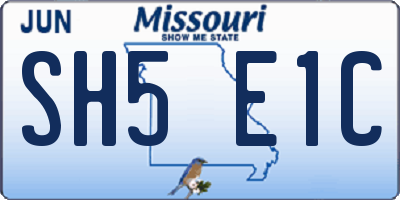 MO license plate SH5E1C