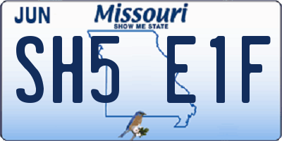 MO license plate SH5E1F