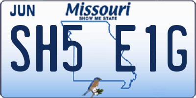 MO license plate SH5E1G