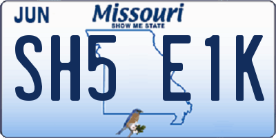 MO license plate SH5E1K