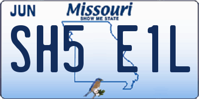 MO license plate SH5E1L