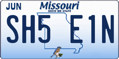 MO license plate SH5E1N