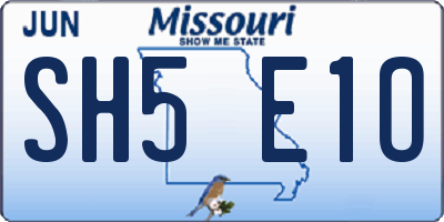 MO license plate SH5E1O