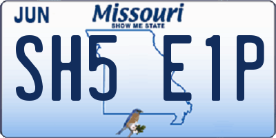 MO license plate SH5E1P
