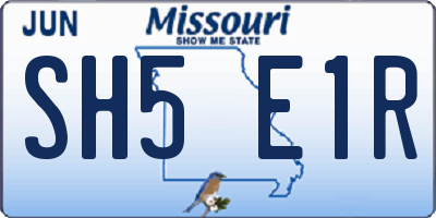 MO license plate SH5E1R
