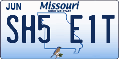 MO license plate SH5E1T