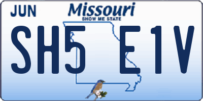 MO license plate SH5E1V