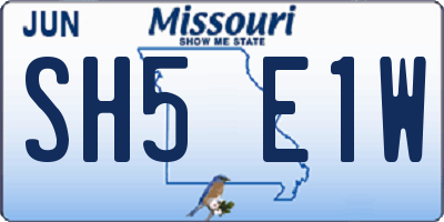 MO license plate SH5E1W
