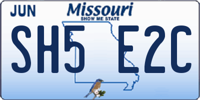 MO license plate SH5E2C