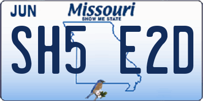 MO license plate SH5E2D