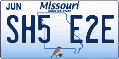 MO license plate SH5E2E