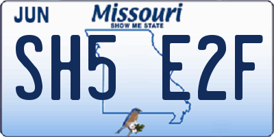MO license plate SH5E2F