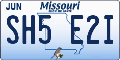 MO license plate SH5E2I