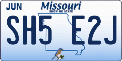 MO license plate SH5E2J