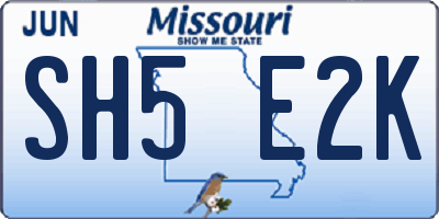 MO license plate SH5E2K