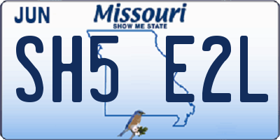 MO license plate SH5E2L