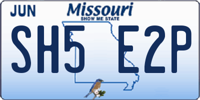 MO license plate SH5E2P