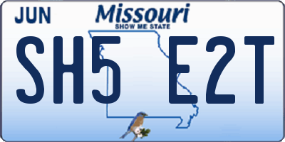 MO license plate SH5E2T