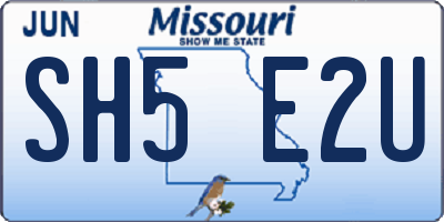MO license plate SH5E2U