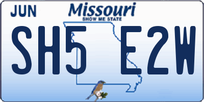 MO license plate SH5E2W