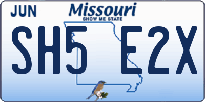 MO license plate SH5E2X