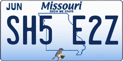 MO license plate SH5E2Z