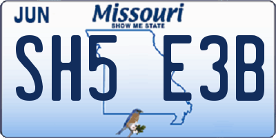 MO license plate SH5E3B