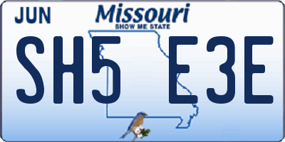 MO license plate SH5E3E