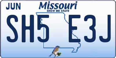 MO license plate SH5E3J