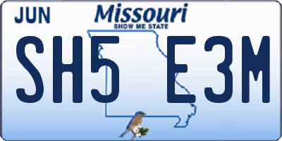 MO license plate SH5E3M