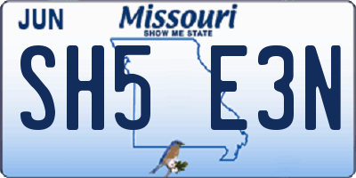 MO license plate SH5E3N