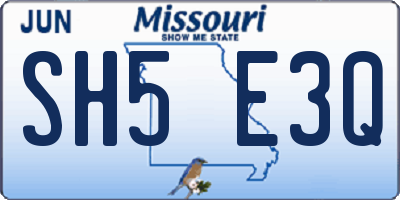 MO license plate SH5E3Q