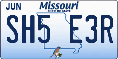 MO license plate SH5E3R