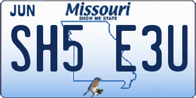 MO license plate SH5E3U